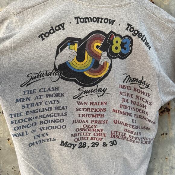 Vintage 1983 Original US Festival Band T Shirt Clash David Bowie Ozzy Obsourne M - Picture 7 of 7
